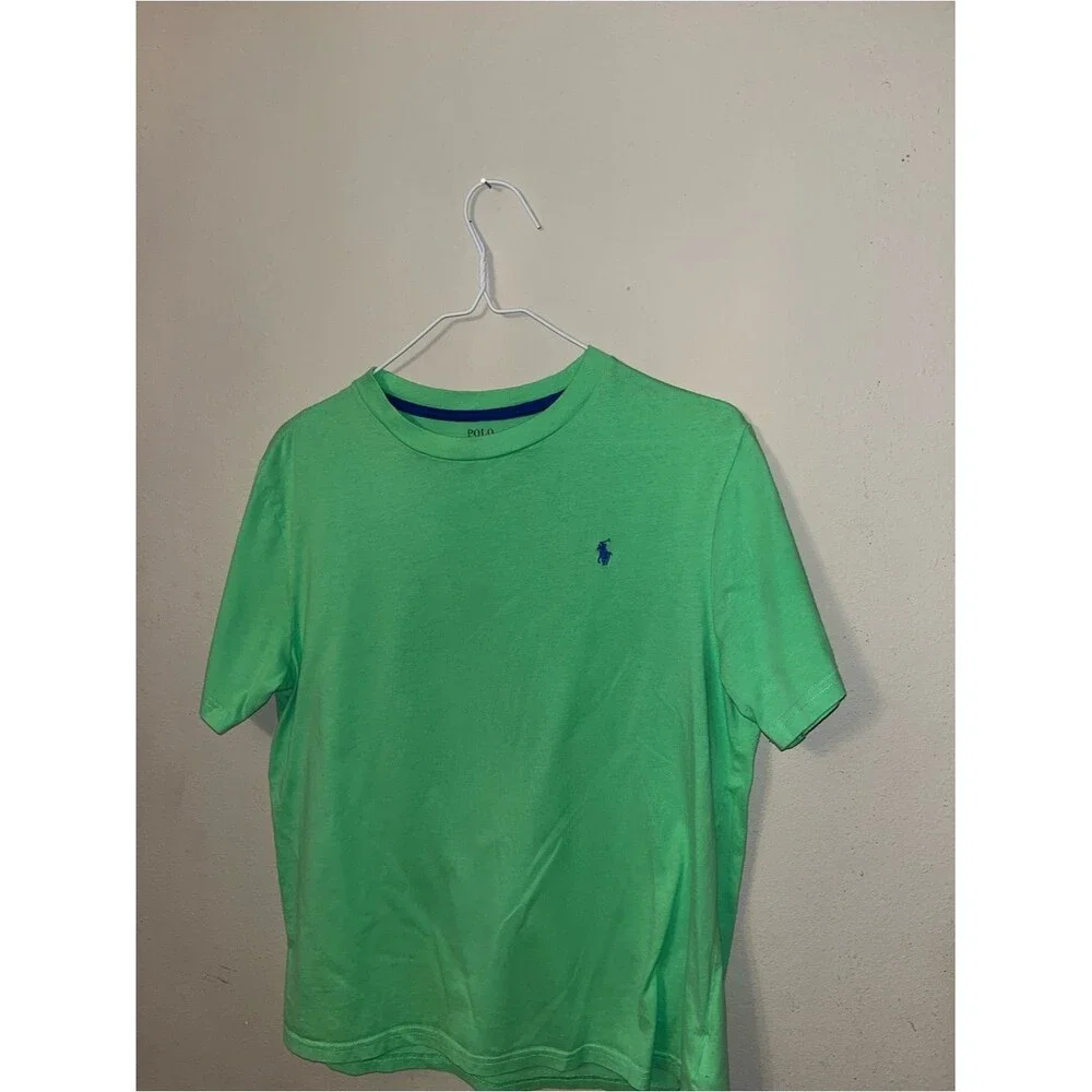 Ralph Lauren Kids Bright Green Tee with Navy Logo XL youth
